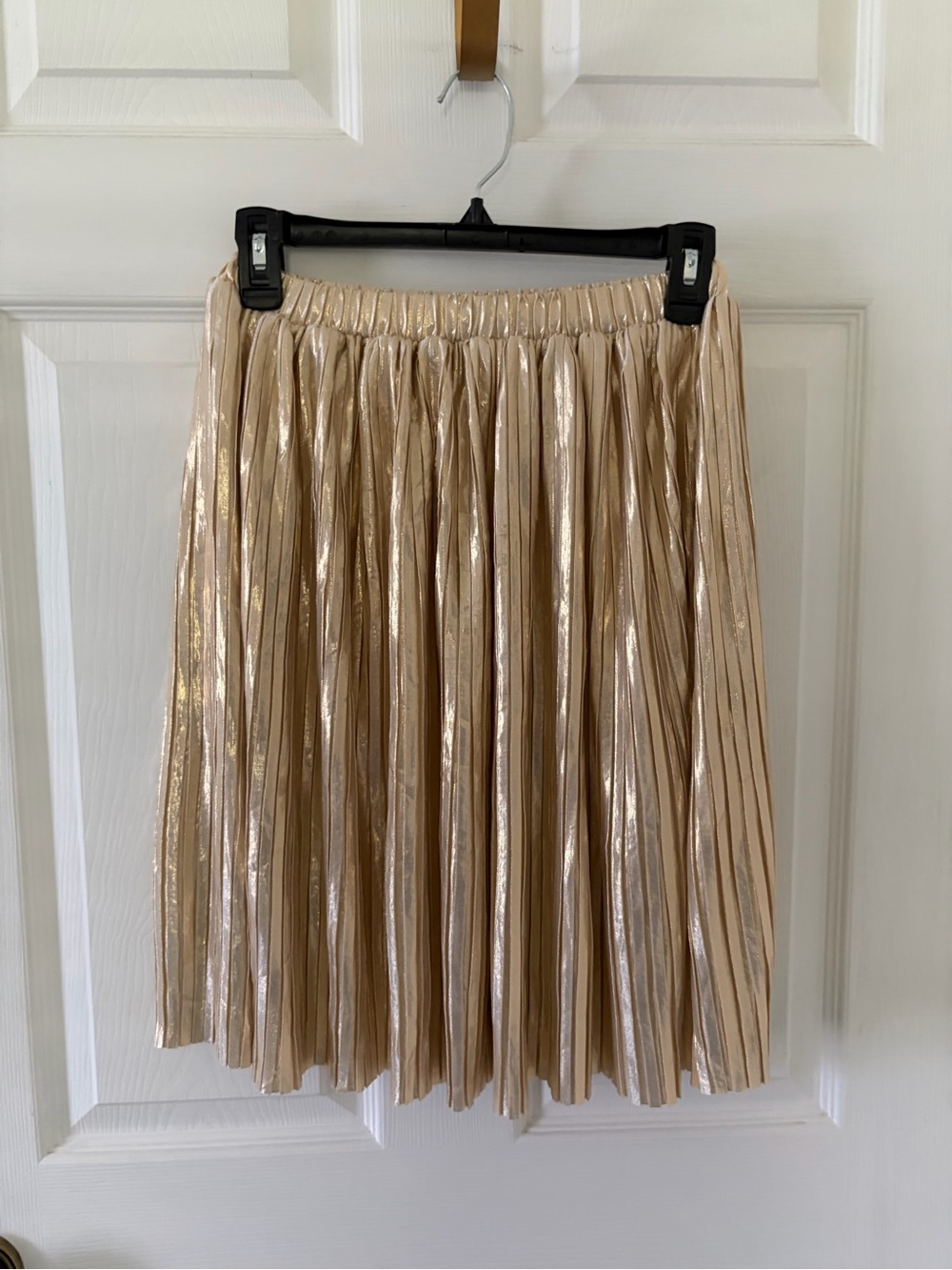 H&M Metallic Pleated Midi Skirt - Gold